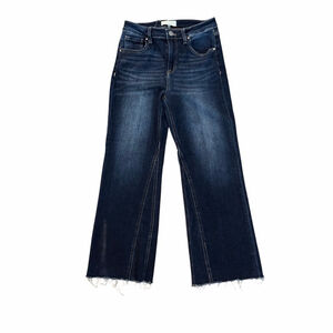 Women's Risen Blue Denim Flare & Wide Leg Jeans Size 7 Frayed Grunge Fall